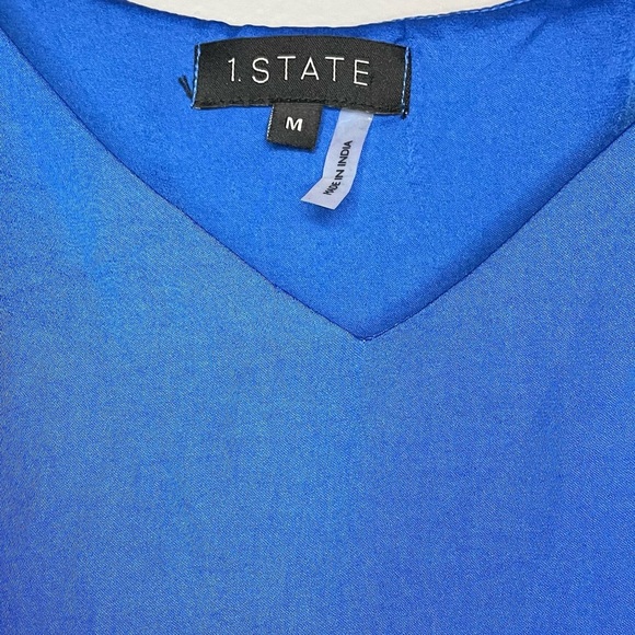 NWT 1 State Dragonfly Blue Satin Lined Tank Top Scrunched Straps - Picture 4 of 11